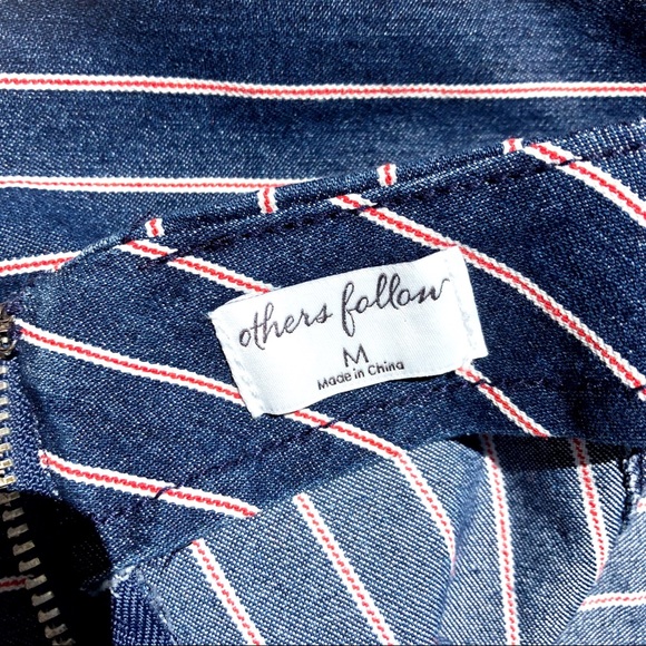 Others Follow Dark Indigo Lexi High Rise Pinstripe Stretch Denim Skirt, Medium - Picture 14 of 16